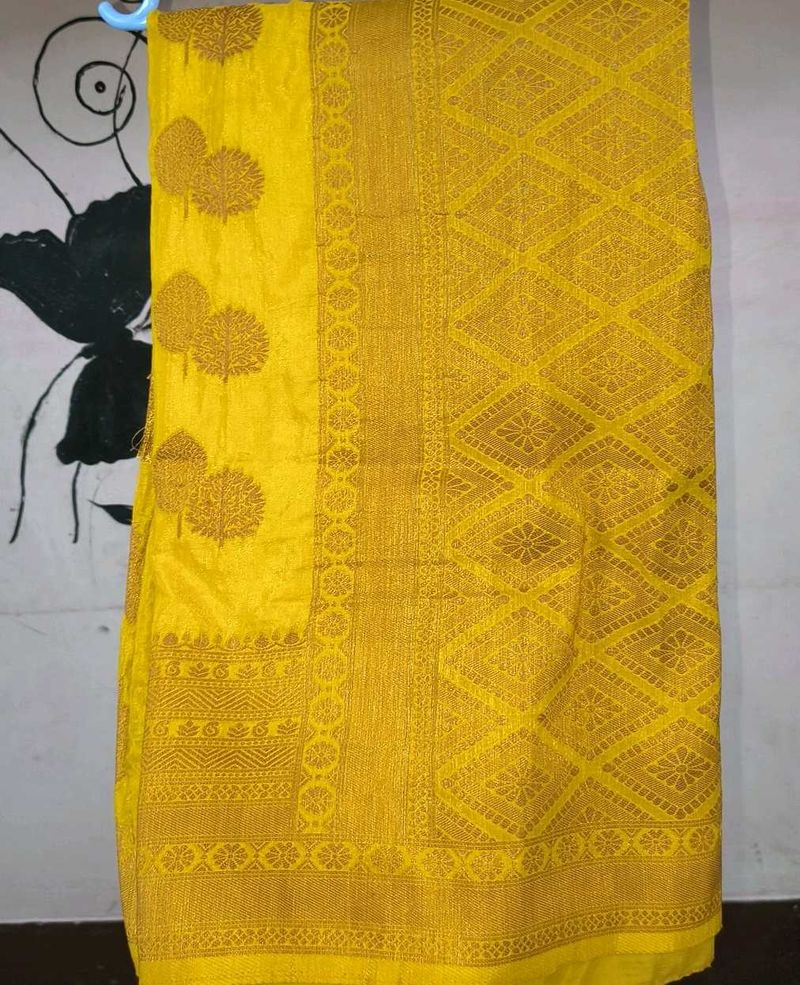 Vibrant Yellow Silk Saree