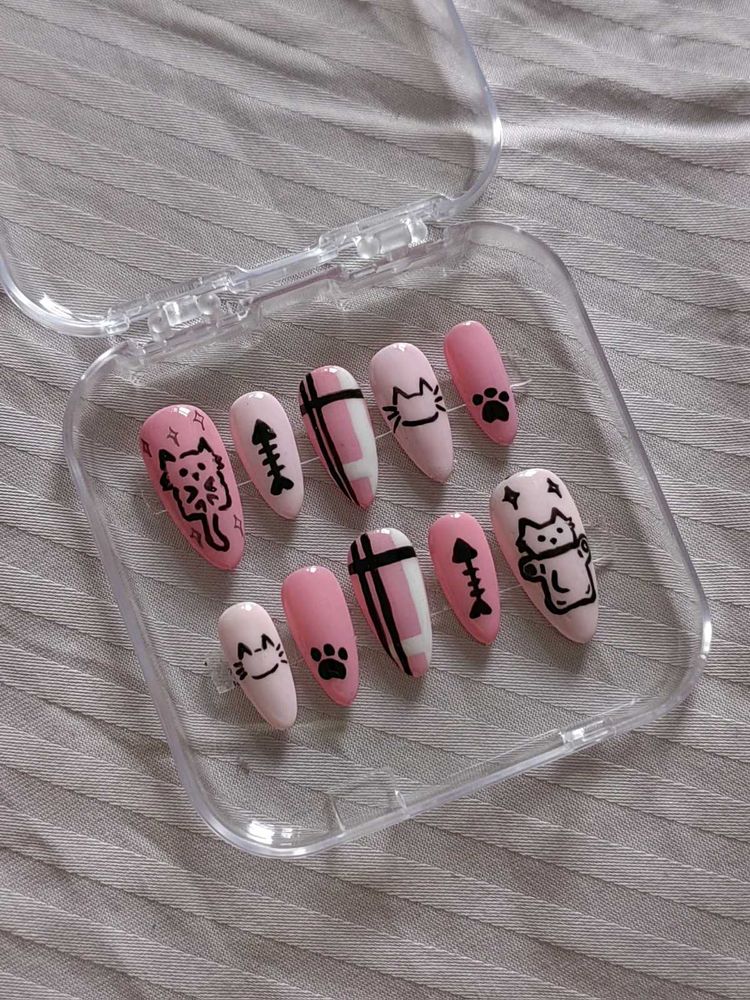 Cute Cat Gel Press-On Nails