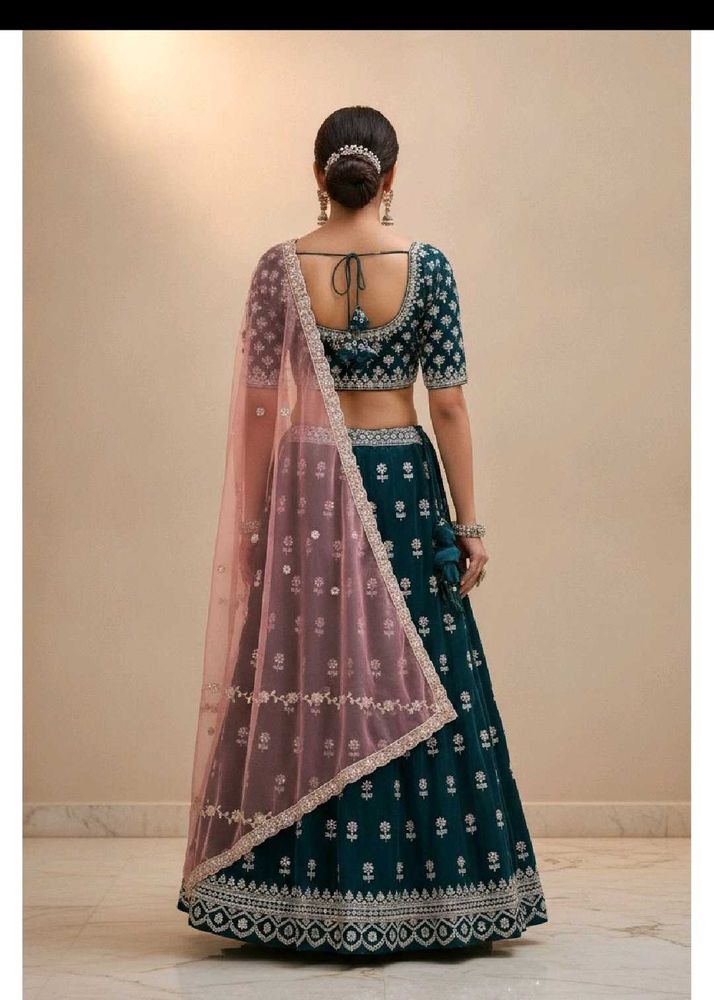 Stunning Teal Embroidered Lehenga Choli