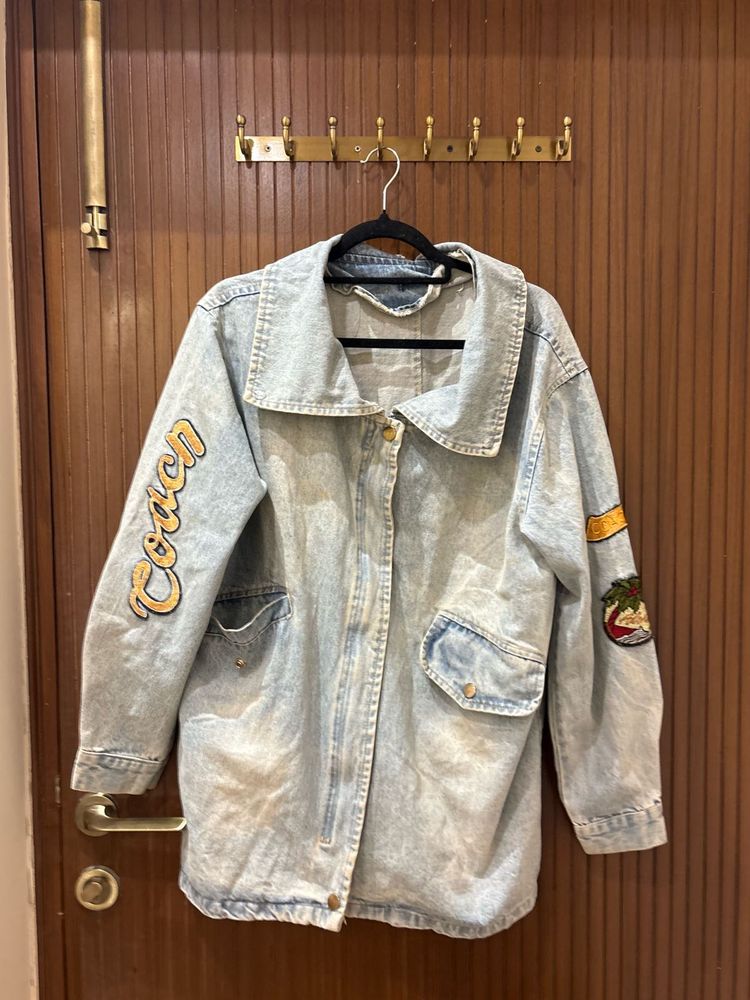 Washed Denim Jacket with Patches