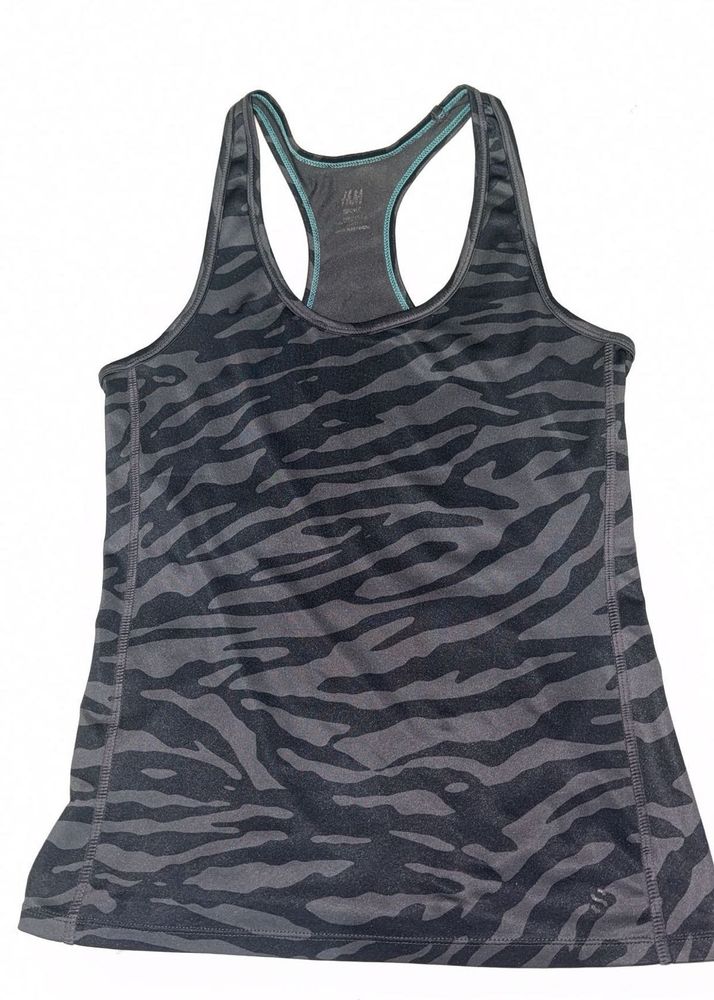 H&amp;M Zebra Print Athletic Black And Grey Tank Top