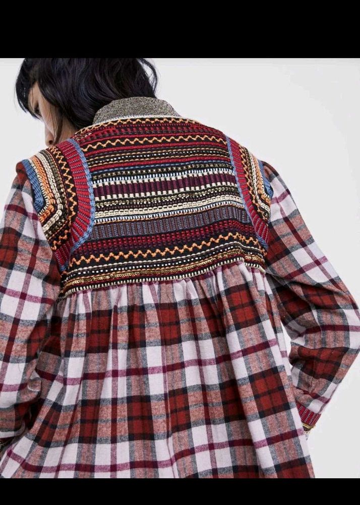 Boho Plaid Zip-Up Jacket