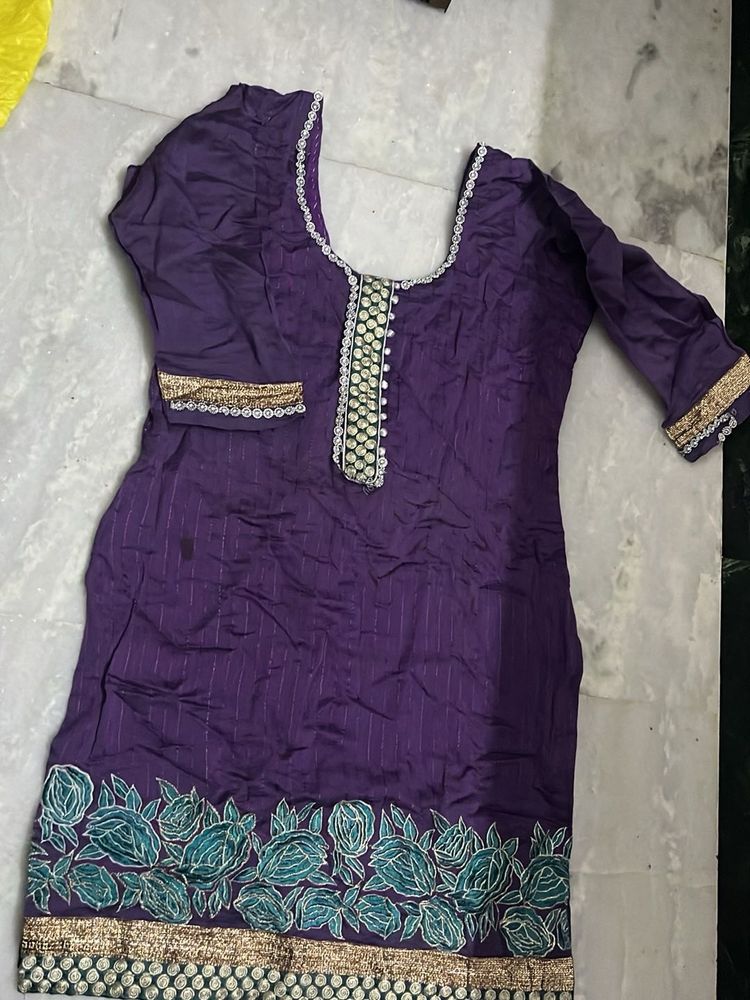 Purple Embroidered Kurta