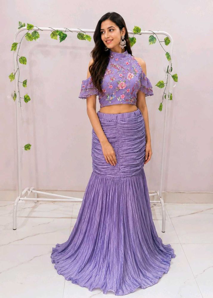 Stunning Lavender Cancan Indo western leheng