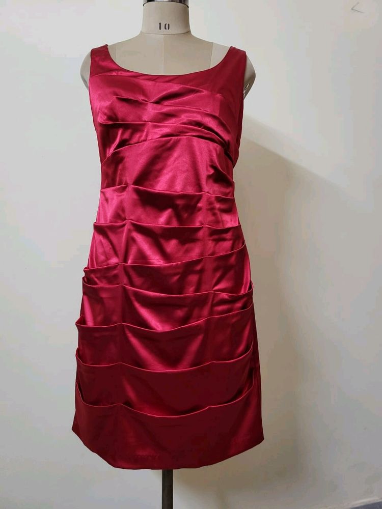 Red Satin Cocktail Dress