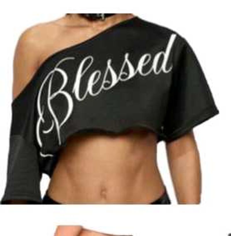 sale !!!Blessed Black Crop Top