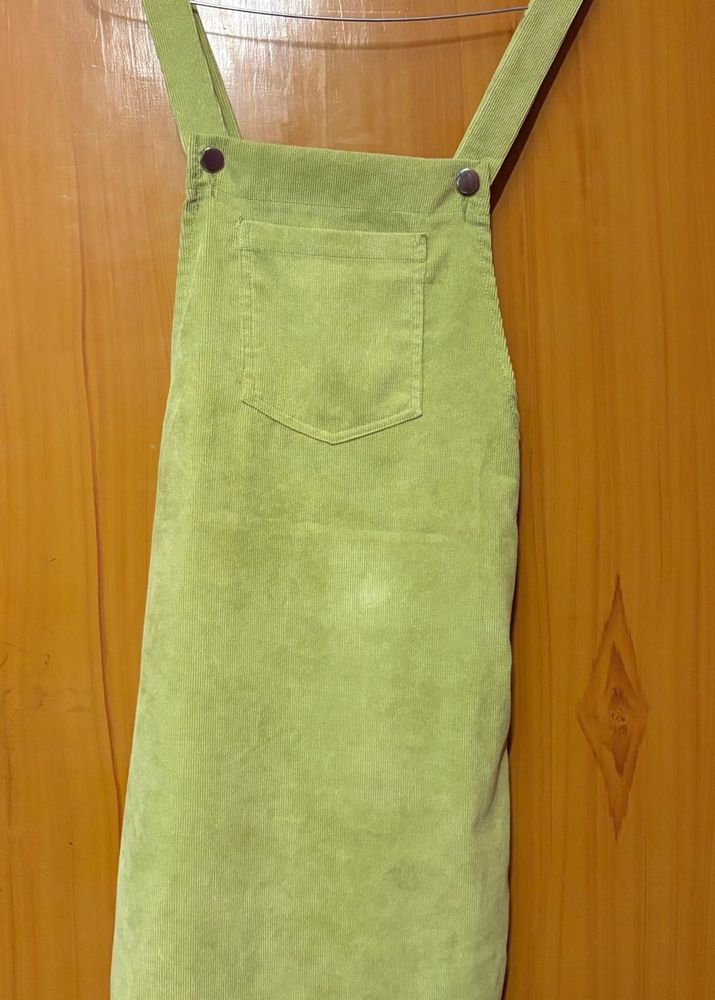 lime green corduroy pinafore dress