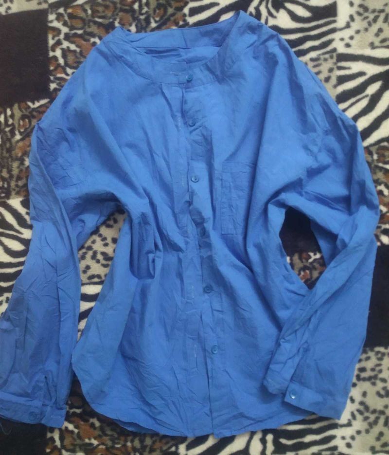 Blue Collared Long Sleeve Shirt