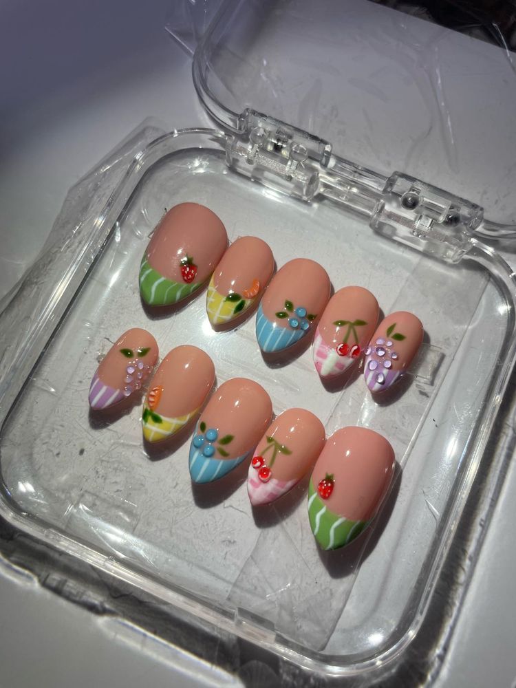 Cute Fruit &amp; Flower Press-On Nails