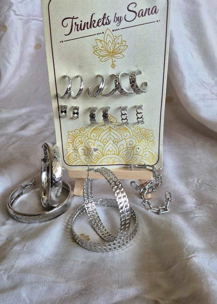 Silver Hoop Earring Set