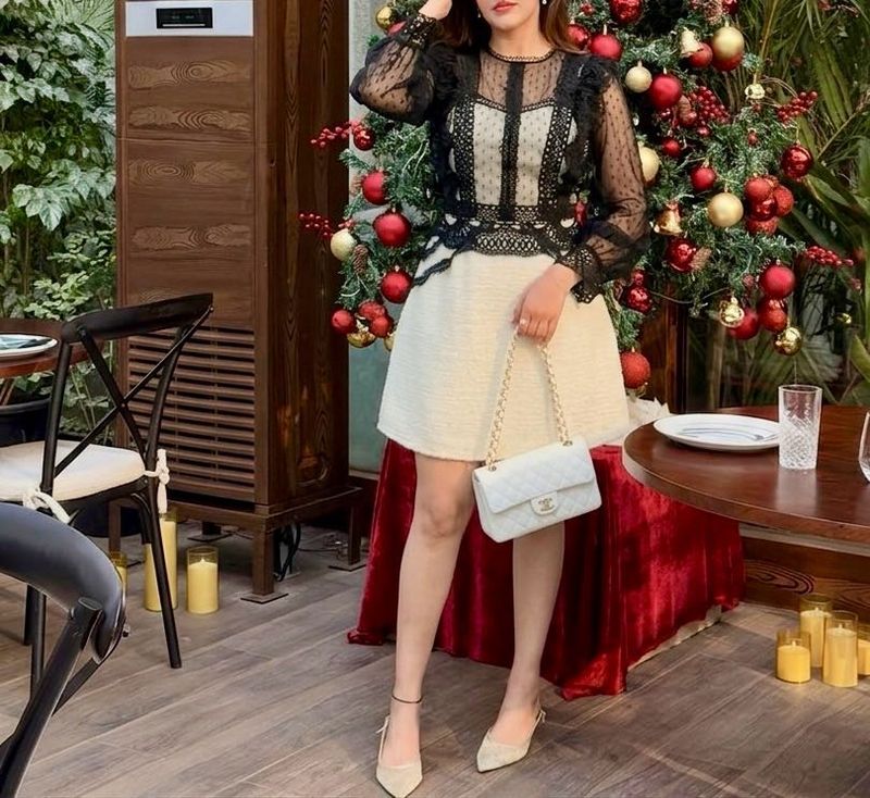 Elegant Lace &amp; Tweed Dress 💝