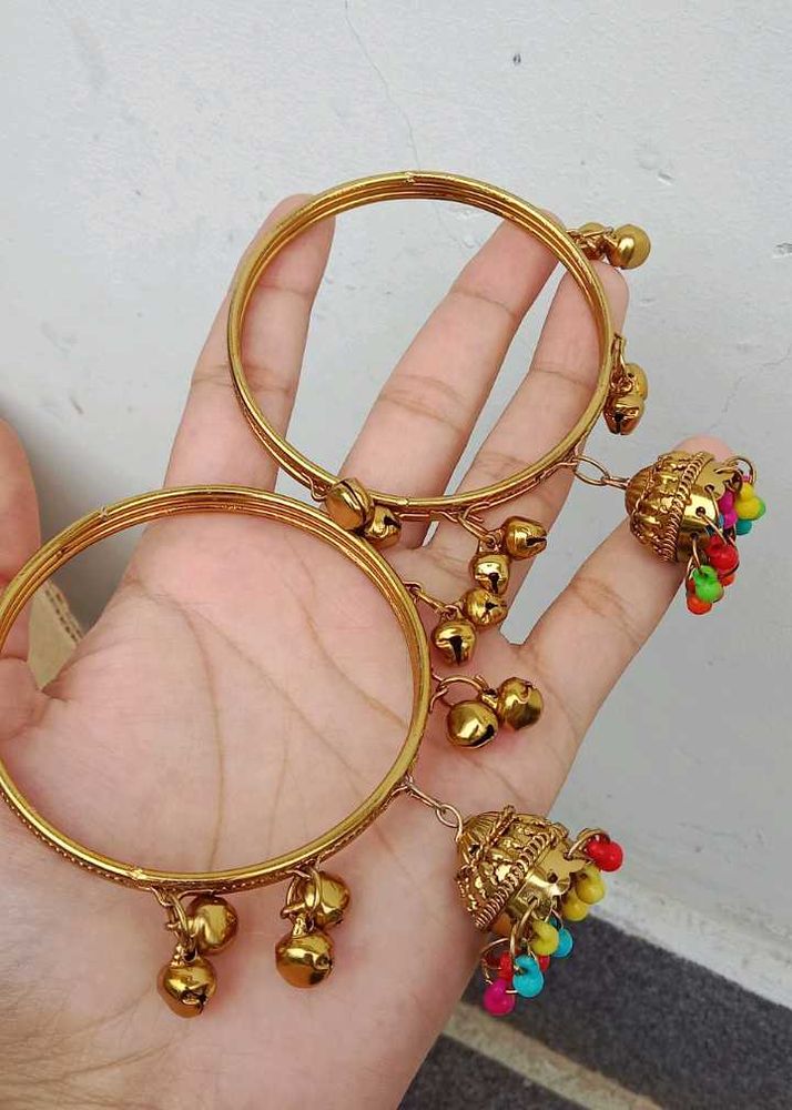 Golden Jhumki Bangles - Adorable Charm!