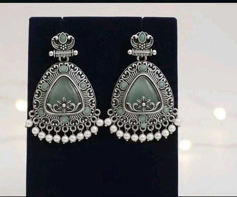 Stunning Oxidized Silver Jhumkas