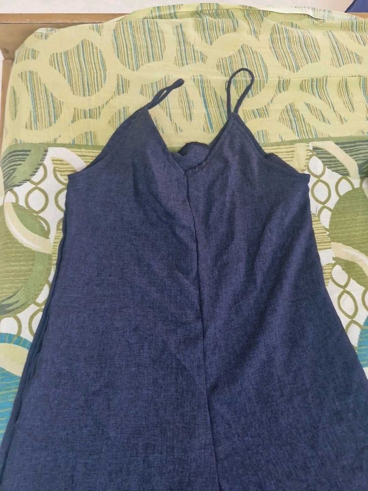 Dark Blue Spaghetti Strap Dress
