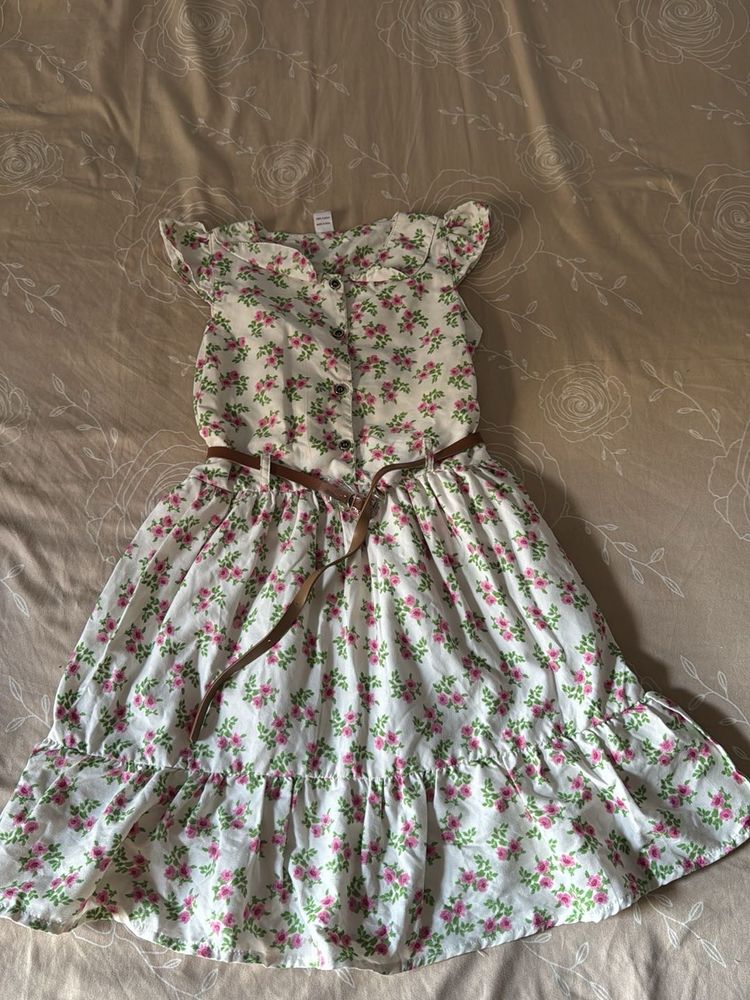 Floral Print Dress with Belt