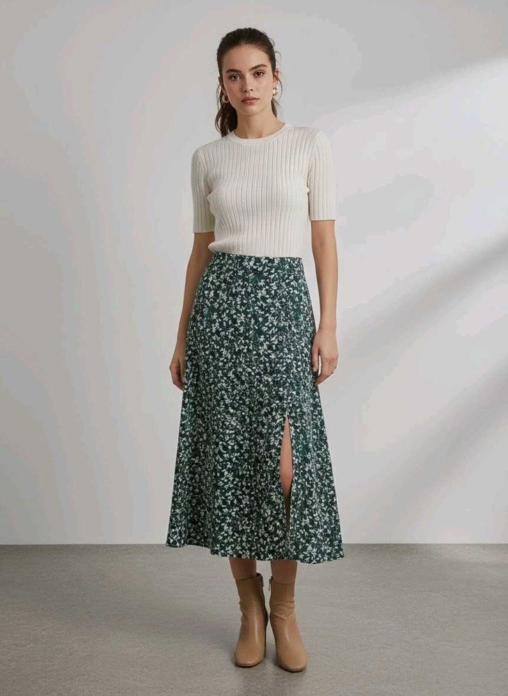 Floral Print Midi Skirt