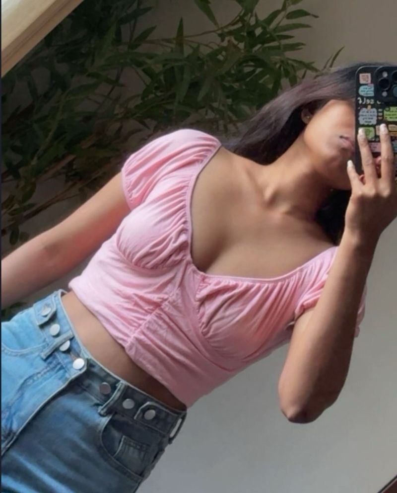 Cute Pink Ruched Crop Top