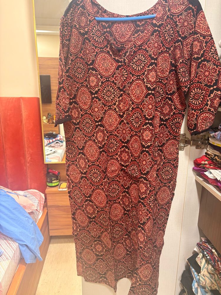 cotton ajrakh kurta