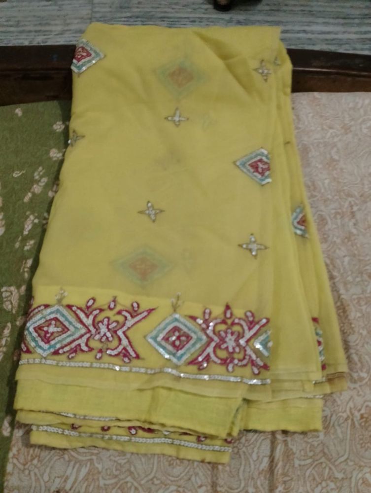 Beautiful Yellow Embroidered Saree