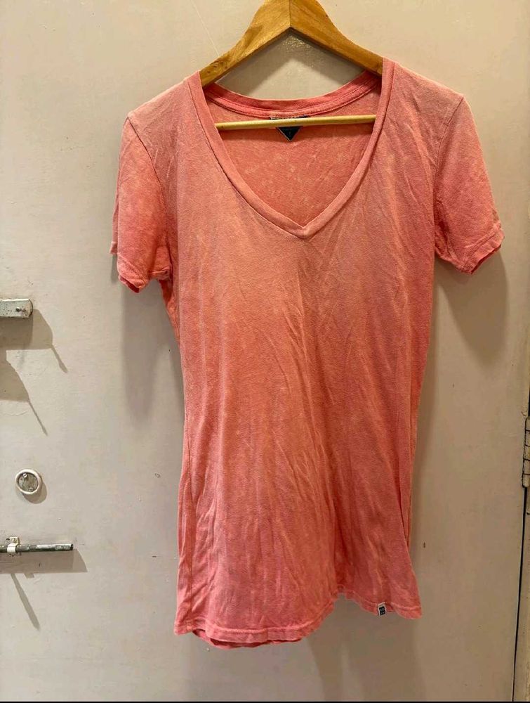 Coral  Ombre V-Neck Tee