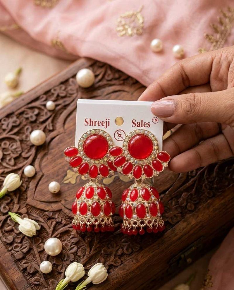 Stunning Red Jhumka Earrings ✨❤️