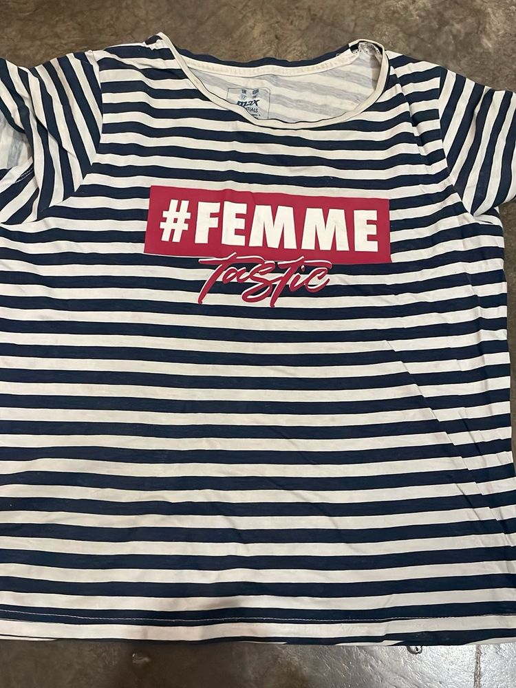 Striped #FEMME Tastic T-Shirt