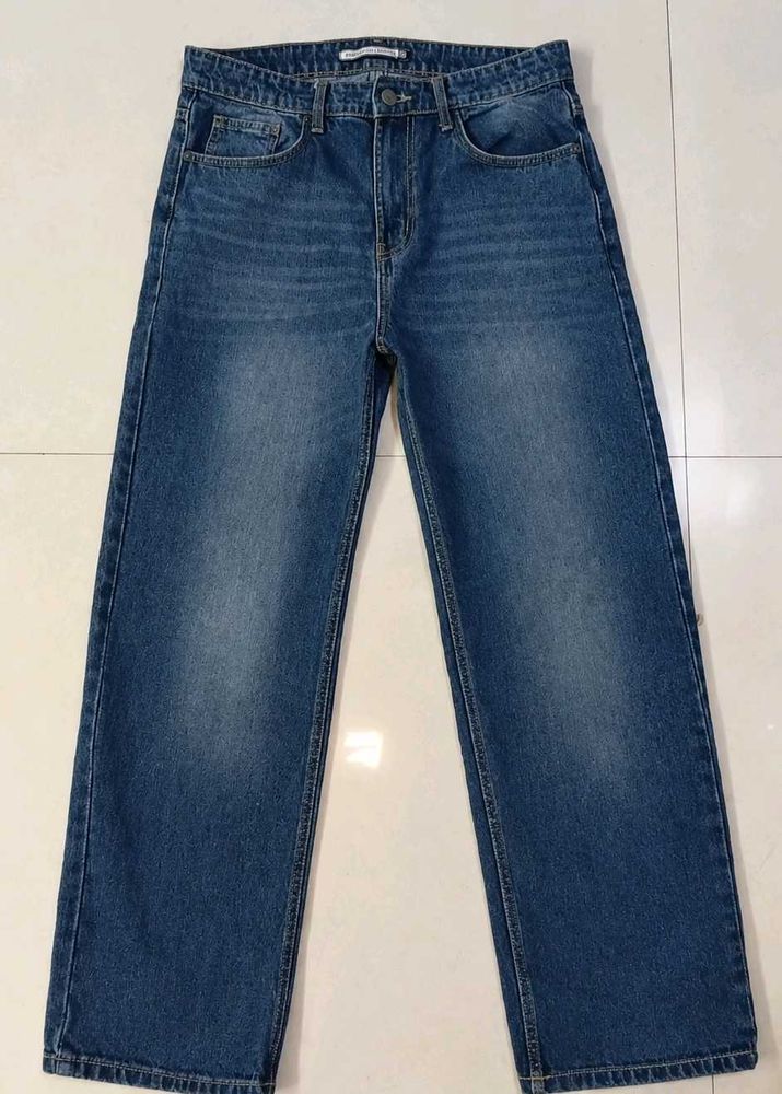Classic Blue Wash Wide Leg Jeans