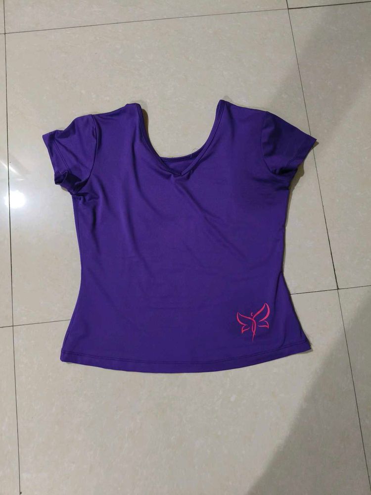 Purple Butterfly V-Neck Top