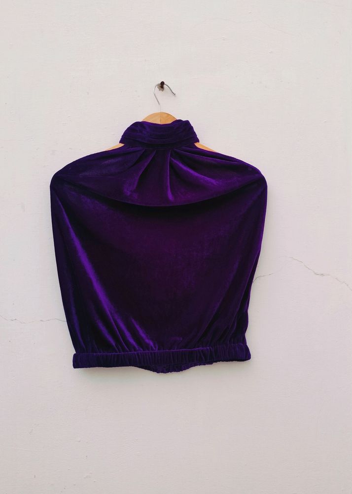 Velvet Halter Neck Purple Top ( Women's)