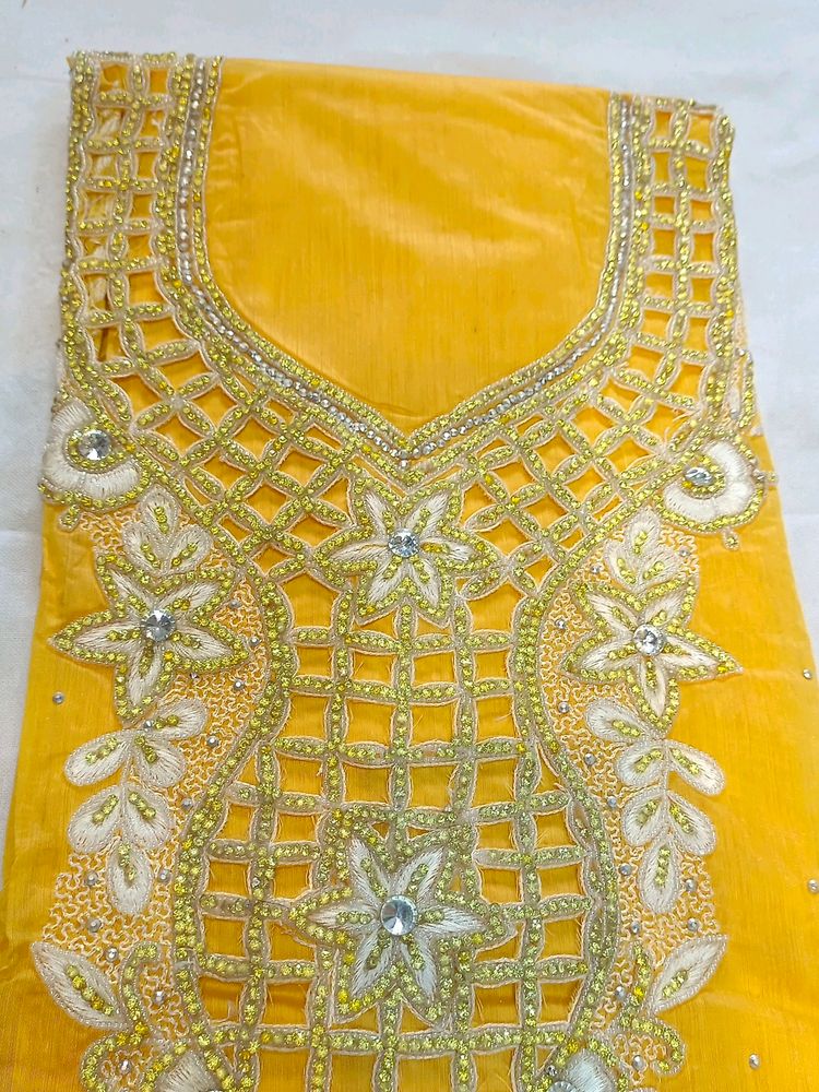Chanderi Suit Kadai With Duptta