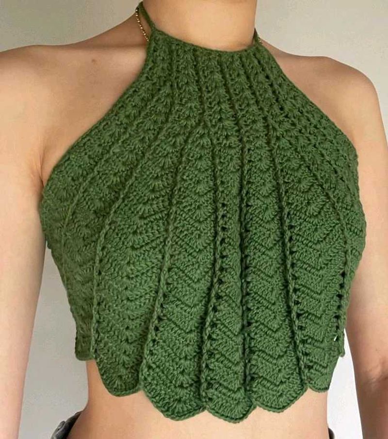 Green Crochet Halter Top