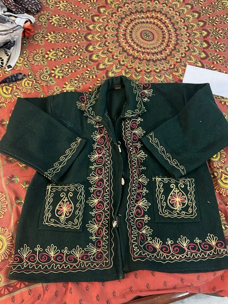 Embroidered woolen Jacket -thick sweater
