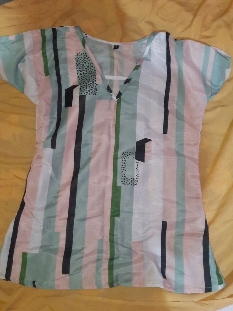Striped V-Neck Tunic Top