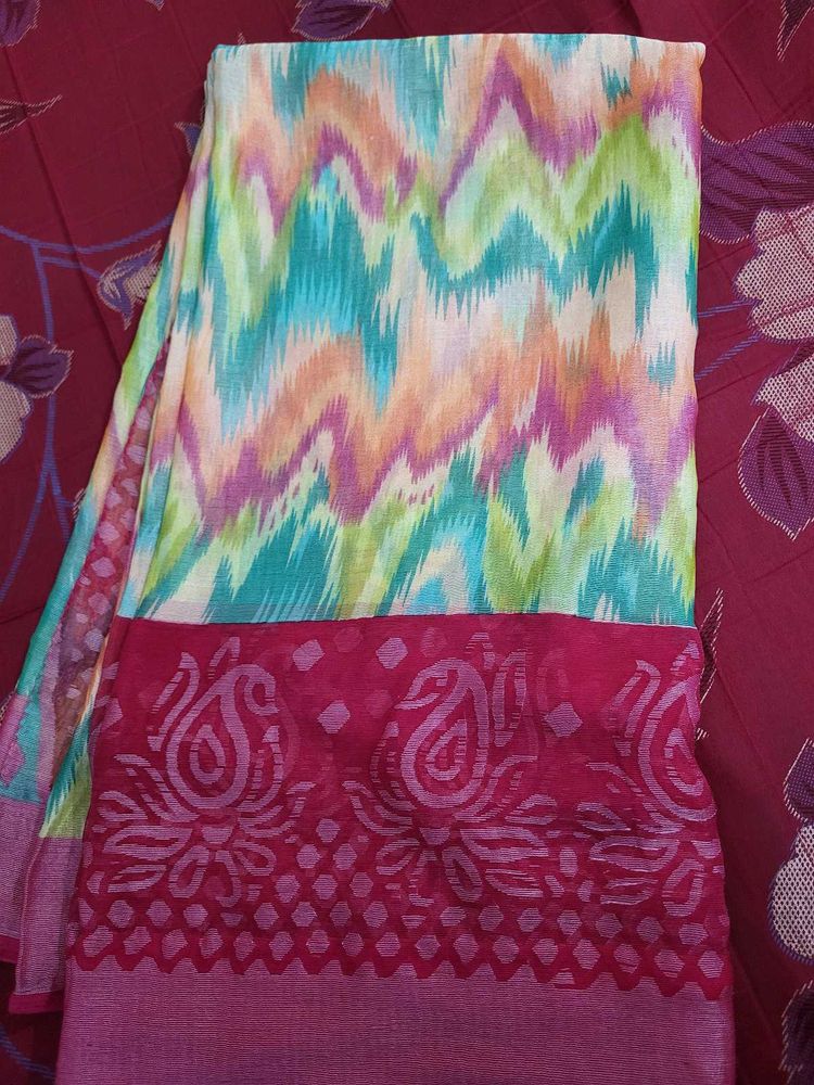 Vibrant Ikat Print Saree