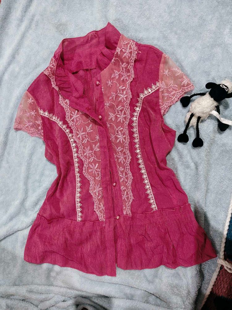 Charming Pink Lace tops