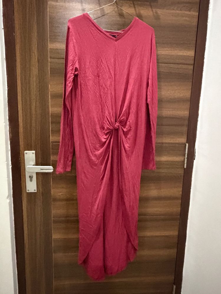 Chic Coral Long Sleeve Twist top