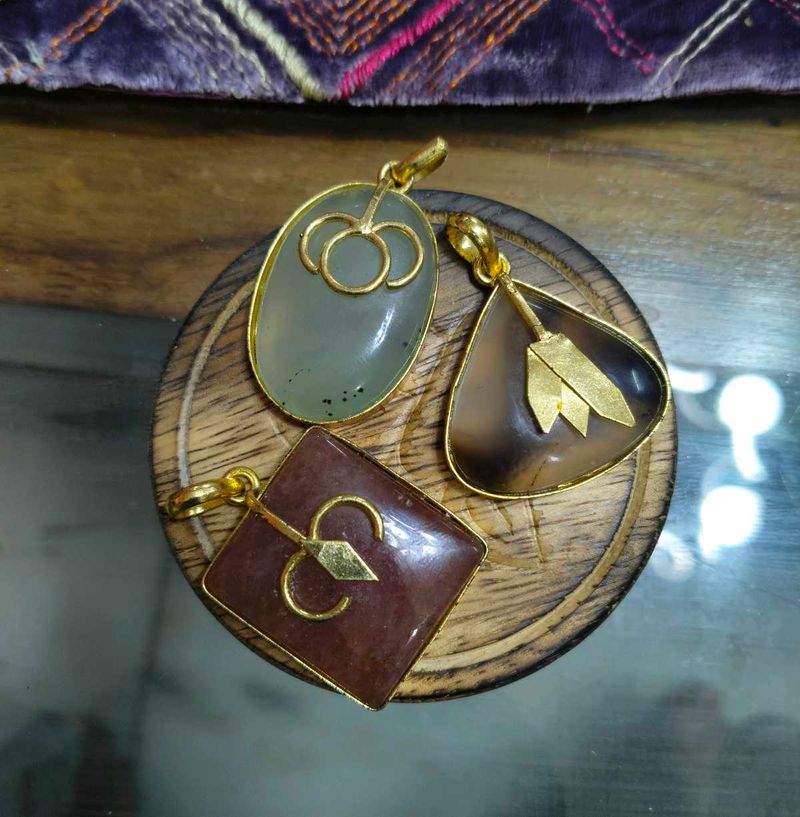 Combo Of 3 Gemstone Pendants For Women