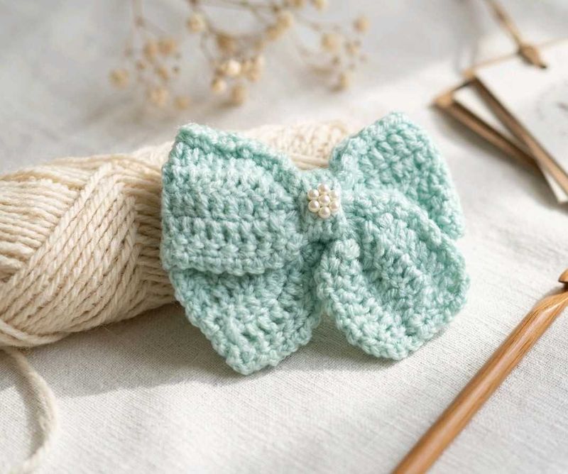 Handmade Crochet Bow 🎀 Hair Clip