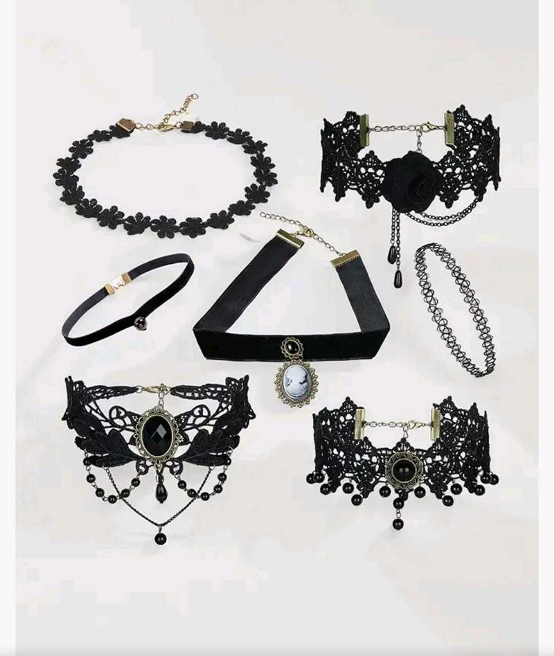 Gothic Lace Choker Necklaces Set