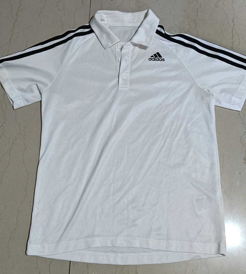 Adidas Unisex White Polo Active T-Shirt