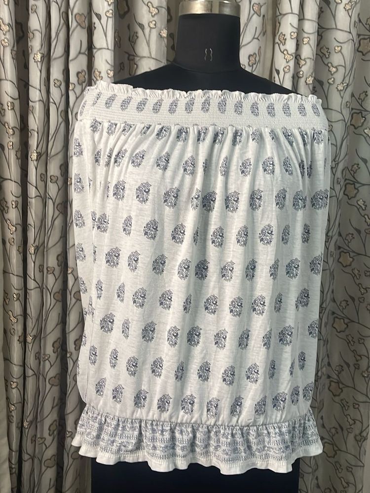 Off Shoulder Boho Print Top