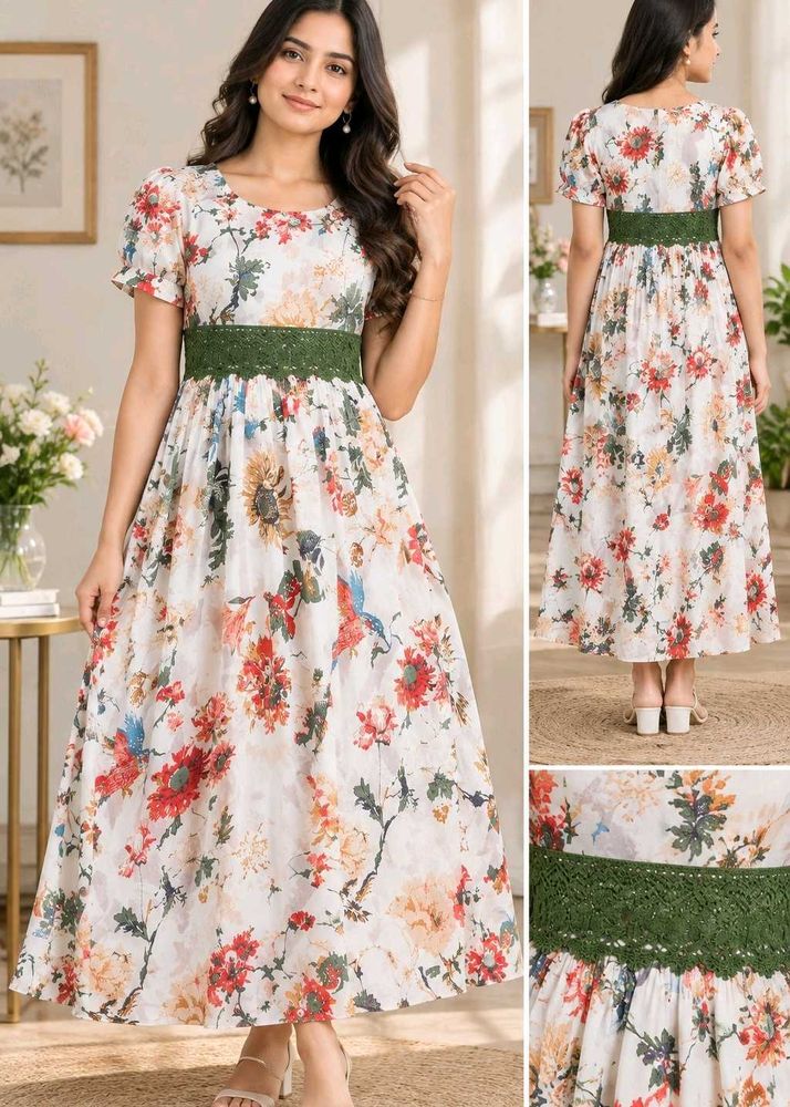 Gosriki Women's Floral Print Anarkali Kurta