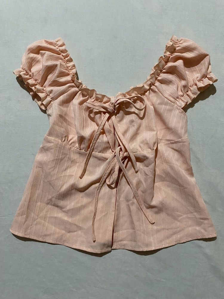 Light Pink Ruffle Off-Shoulder Top