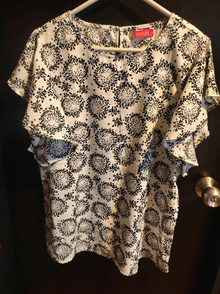 White Printed Top