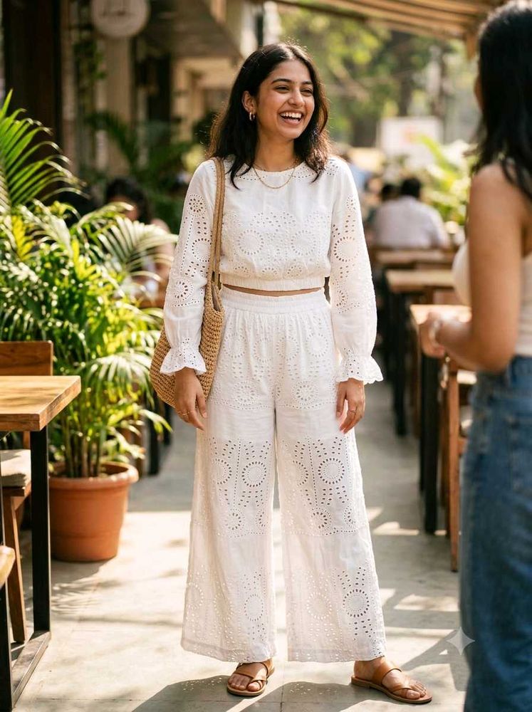 Chic White Eyelet Co-ord Set