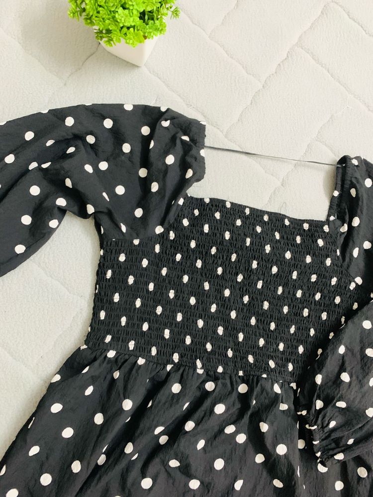 polka Print Dress-SIZE M