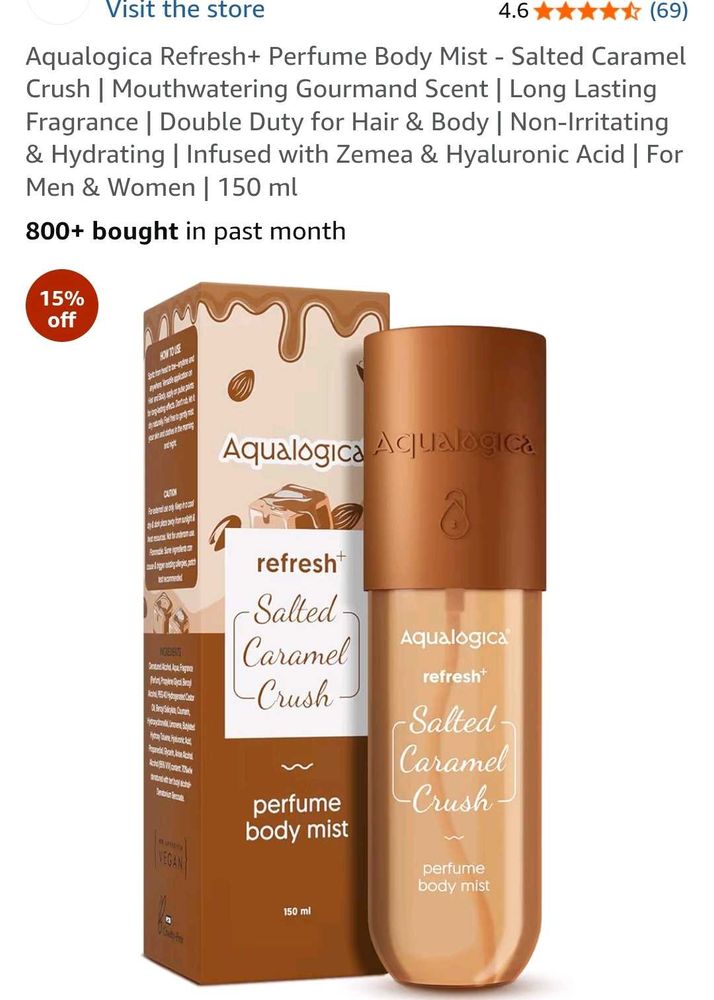 Aqualogica Salted Caramel Perfume Body Mist