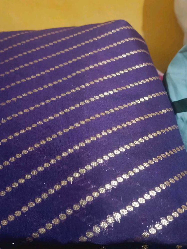 Elegant Purple  5.50 meter material with Gold Stri