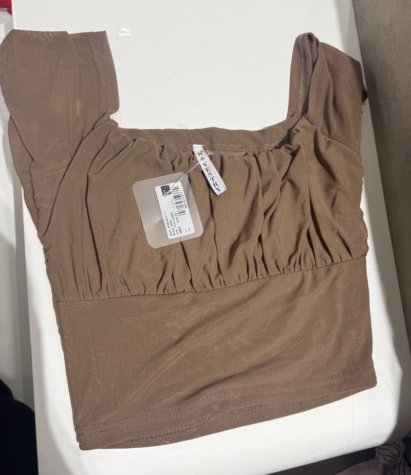 Ruched Square Neck Cropped Top
