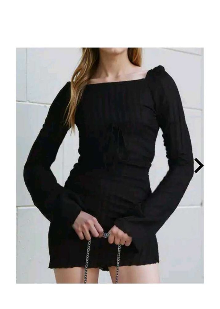 Black Long Sleeve Square Neck Dress